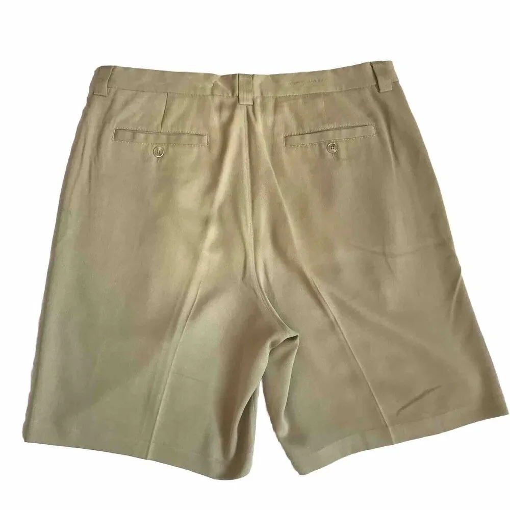 Tommy Bahama Chino Shorts SZ 34 Khaki Beach Resort Golf Casual 100% Silk Preppy